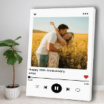 Lienzo Álbum de fotos de aniversario romántico Boda<br><div class="desc">Esta es una impresión de tela Personalizado,  presenta un diseño de álbum de canciones con foto y nombre personalizados. El mejor regalo de aniversario romántico Boda para parejas.</div>