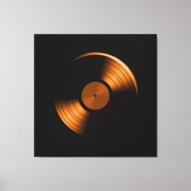Lienzo Álbum de registros de vinilo retro en Naranja (Anverso)
