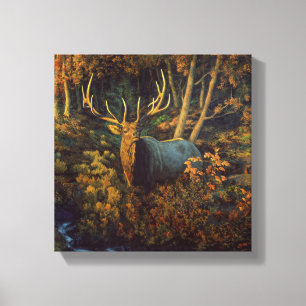 Lienzo Alce toro en bosque otoñal