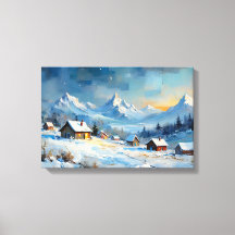 Aldea Alpina De Invierno Bajo Cielo Estelar