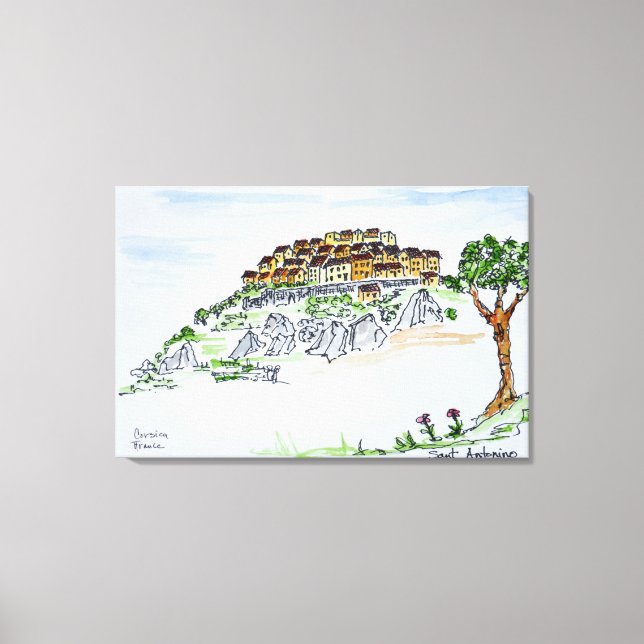 Lienzo Aldea de Sant'Antonino | Córcega, Francia (Anverso)