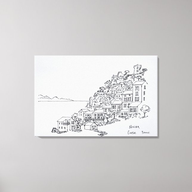 Lienzo Aldea Hilltop de Nonza | Córcega, Francia (Anverso)