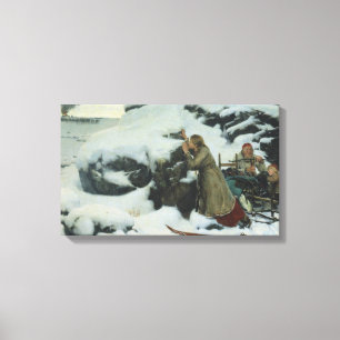 Lienzo Aldea quemada en invierno (por Albert Edelfelt)