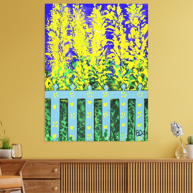 Lienzo Alegre escape de jardines: un baile de flores amar (Insitu (Sala de estar))