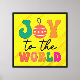 Lienzo Alegría Al Mundo Tipografía Navideña Colorida