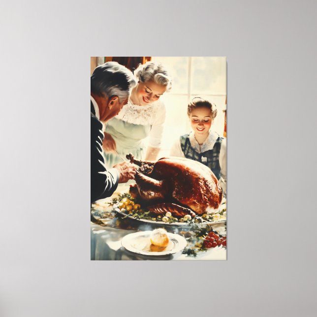 Lienzo Alegría de Acción de Gracias: Un Festín Familiar (Anverso)