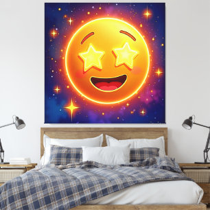 Lienzo Alegría por la Emoji estrellada