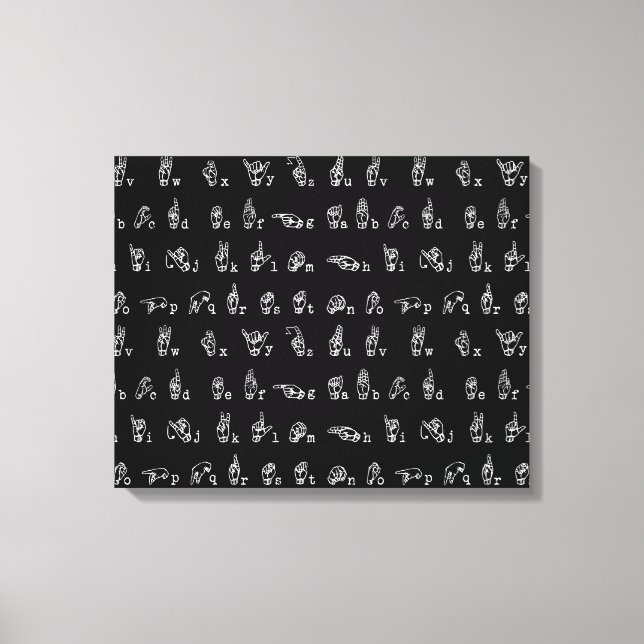 Lienzo Alfabeto de idioma Rótulo // Blanco sobre negro // (Anverso)