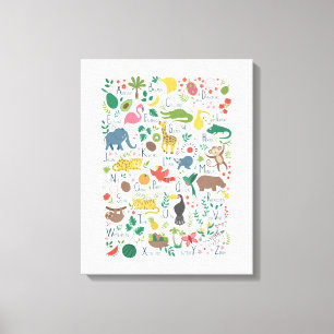 Lienzo Alfabeto tropical para niños