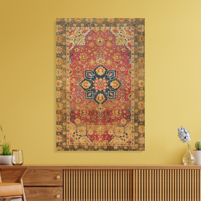 Lienzo Alfombra Persa Asiática de Kashan de Oro Rojo (Insitu (Sala de estar))