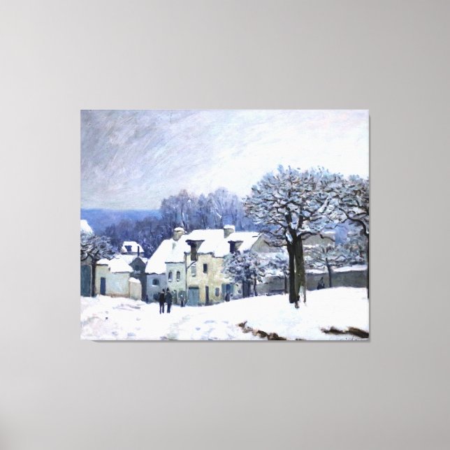 Lienzo Alfred Sisley Place du Chenil en Marly, nieve (Anverso)