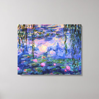 Lienzo Algas de agua monet con reflejos de estanques