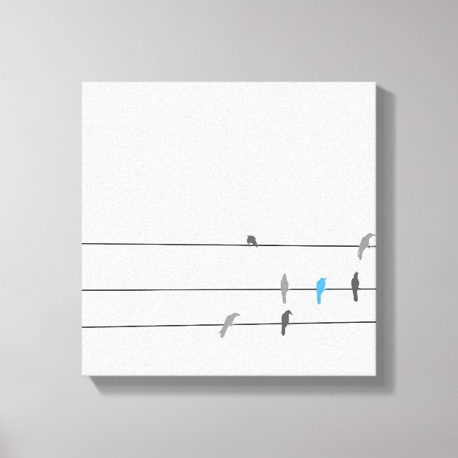 Lienzo Algo azul | Pintura simplista de cielo de pájaro (Anverso)