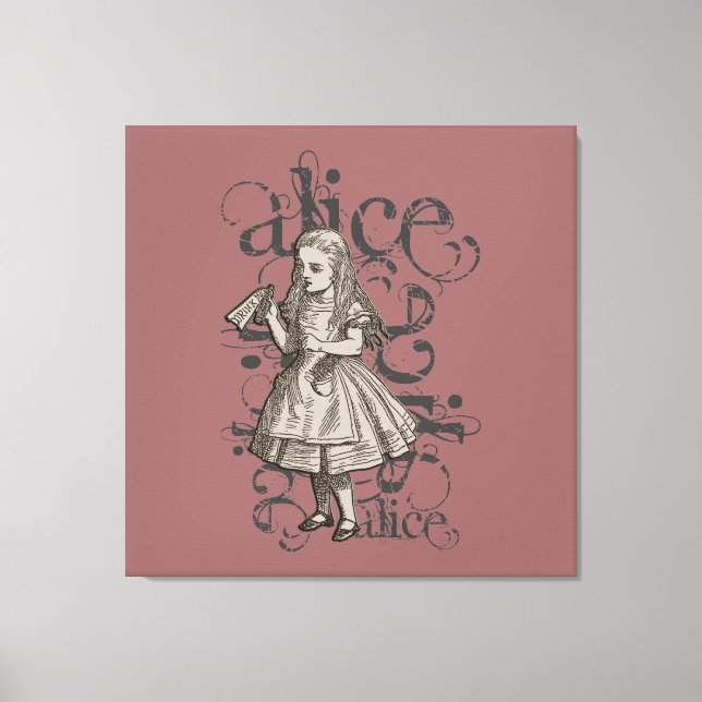 Lienzo Alice In Wonderland Grunge (Rosa) (Anverso)