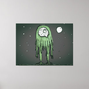 Lienzo Alien en la escena de dibujo del paisaje lunar