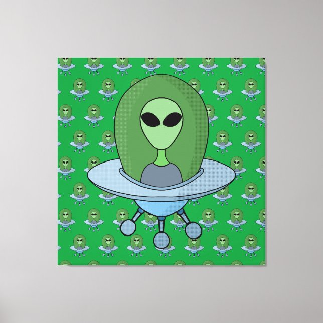 Lienzo Alien en su pequeña nave espacial (Anverso)