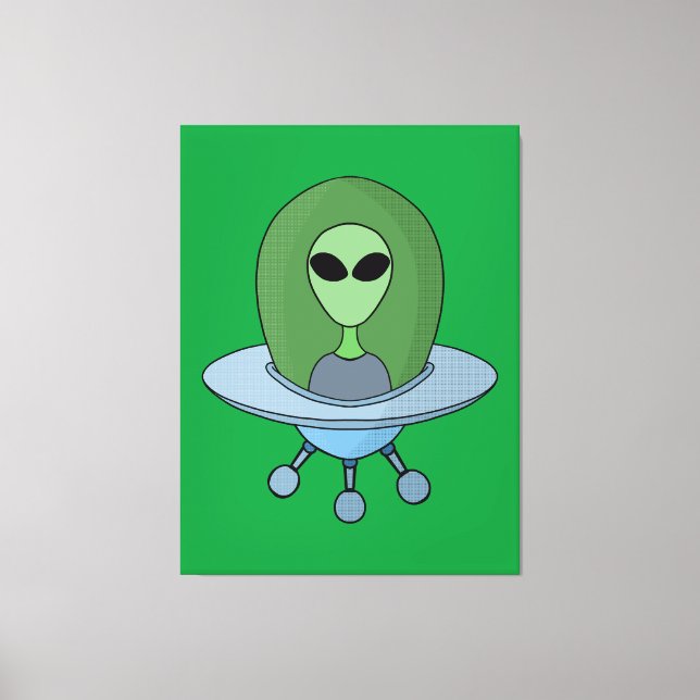 Lienzo Alien en su pequeña nave espacial (Anverso)