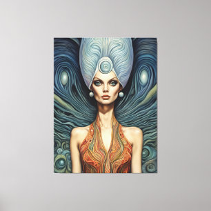 Lienzo Alien en un fondo azul