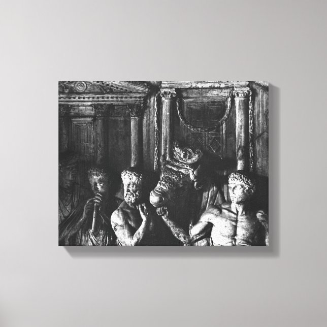 Lienzo Alivio que representa los preparativos para un sac (Anverso)