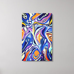 Lienzo Alma de las vibraciones asimétricas - azul y naran