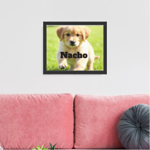 Lienzo Almohada con retrato de foto y nombre de perro per