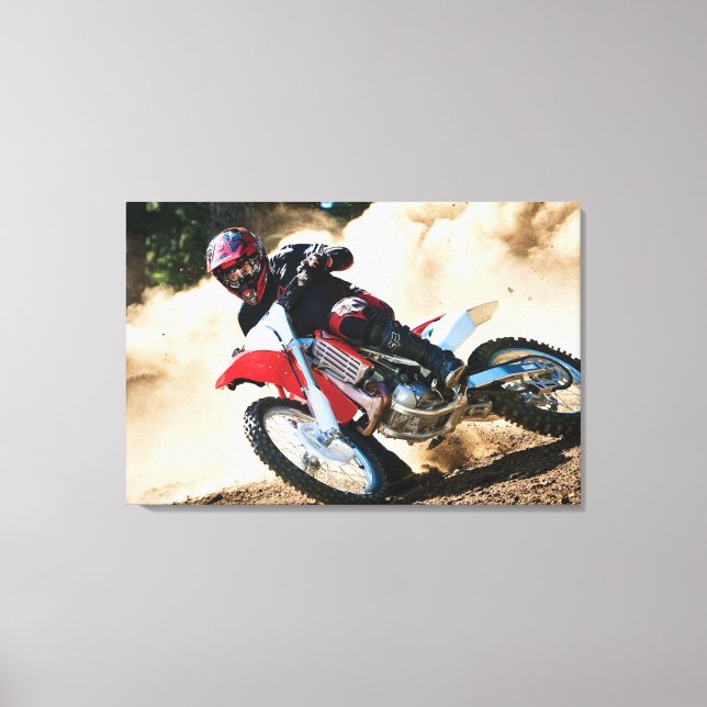 Lienzo almohada de lanzamiento de motocross (Anverso)