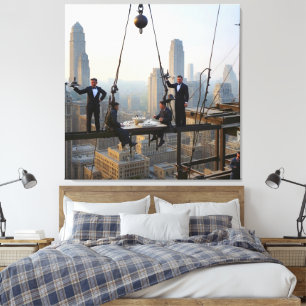 Lienzo Almuerzo de trabajadores del hierro en el piso 32 