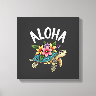 Lienzo Aloha Hawái Camisa Hawaiana Tortuga Hibisco Niños