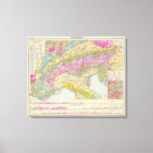 Lienzo Alpenlander - mapa del atlas de las montañas