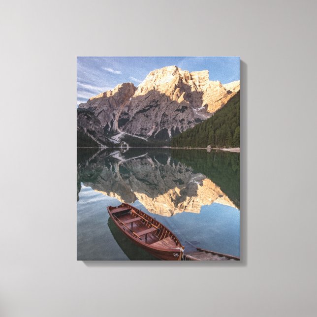 Lienzo Alpes Dolomitas | Pragser Wildsee | Tirol, Italia (Anverso)