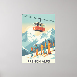 Lienzo Alpes Retro Franceses : Viaje Vintage al Esquí