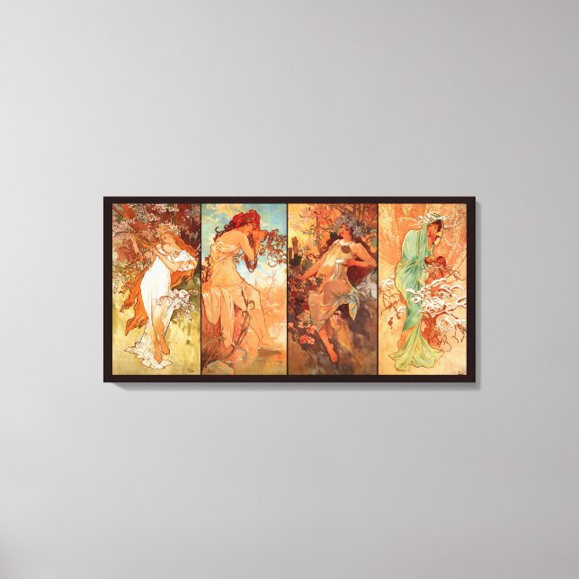 Lienzo Alphonse Mucha, Cuatro Estaciones (Anverso)