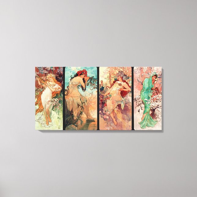 Lienzo Alphonse Mucha, Las Cuatro Estaciones (1896)  (Anverso)