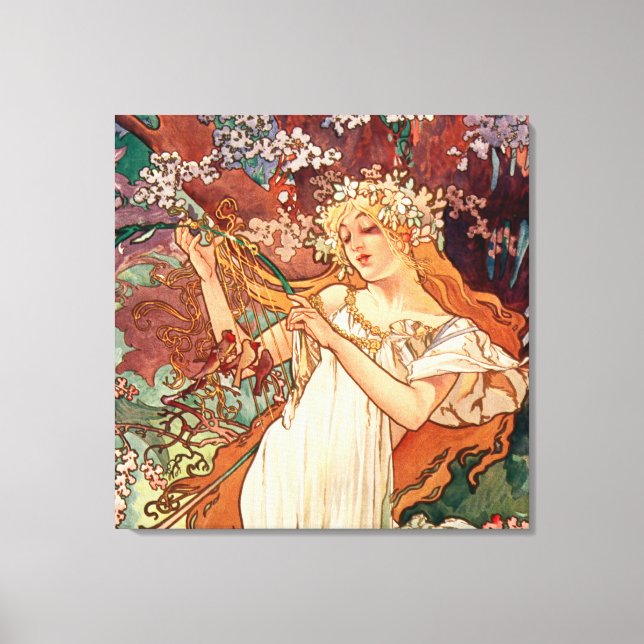 Lienzo Alphonse Mucha, Las Estaciones (1896) Primavera (Anverso)