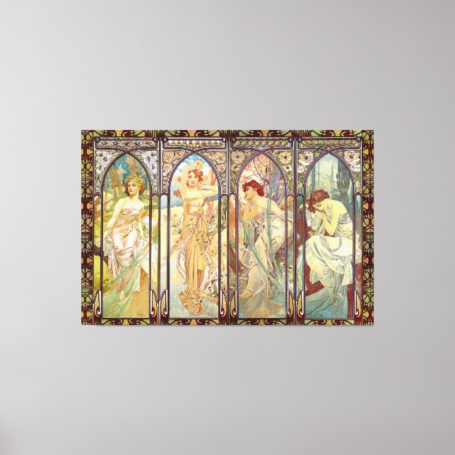 Lienzo Alphonse Mucha - Las horas del día (Anverso)
