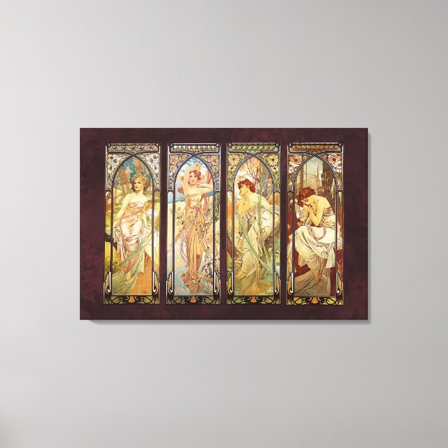 Lienzo Alphonse Mucha, los tiempos del día (Anverso)