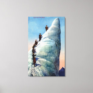 Lienzo Alpinistas de montaña intentando ascender a un ser