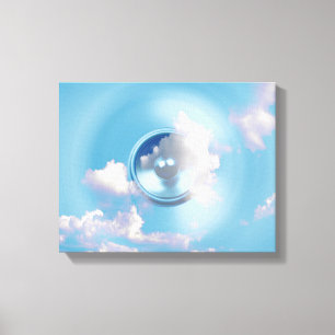 Lienzo Altavoz de música giratoria en un cielo azul