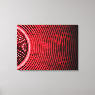 Lienzo Altavoz de música roja y ondas de sonido