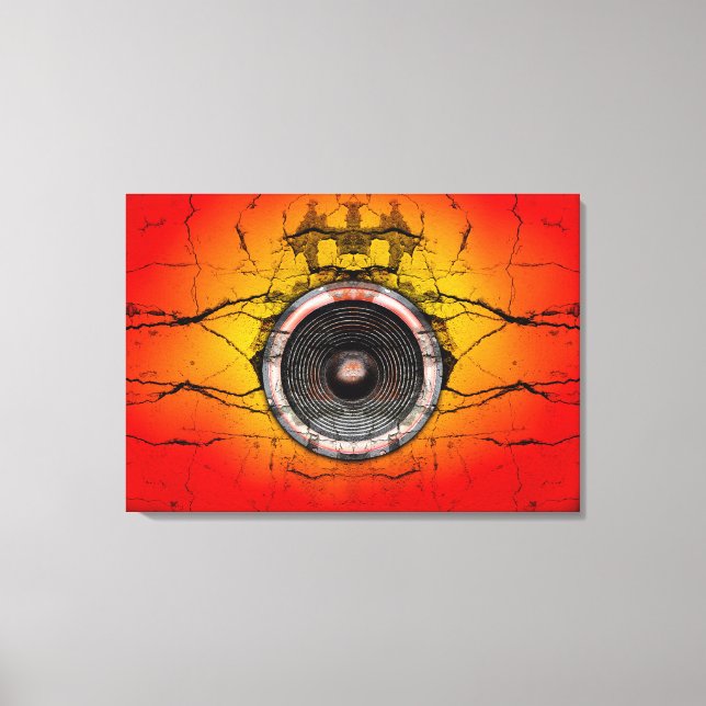 Lienzo Altavoz musical en una pared rota (Anverso)