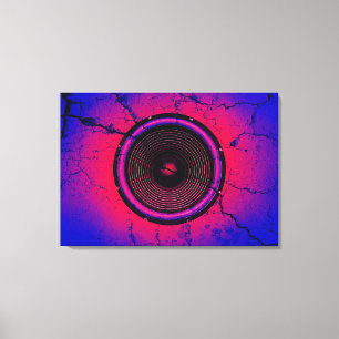 Lienzo Altavoz musical en una pared rota