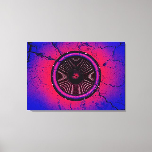Lienzo Altavoz musical en una pared rota (Anverso)
