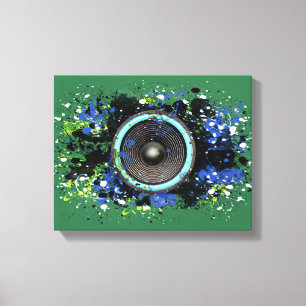 Lienzo Altavoz musical y pintura salpicada