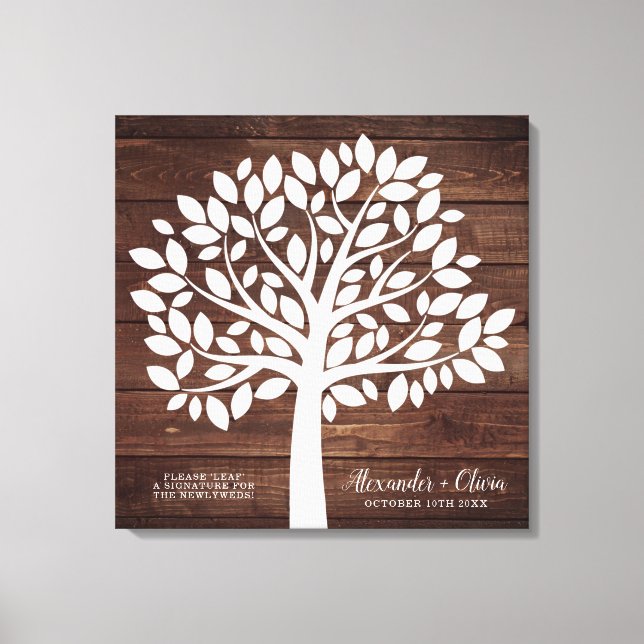 Lienzo Alternativa de libro de invitado de Boda de árbol  (Anverso)