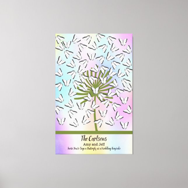Lienzo Alternativa de libro de invitados con mariposas (Anverso)