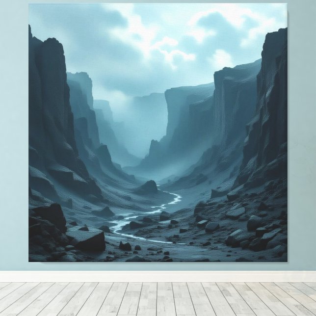 Lienzo „Am Rand des Abgrunds – Zwischen Mut und Mysterium (Insitu (piso de madera))