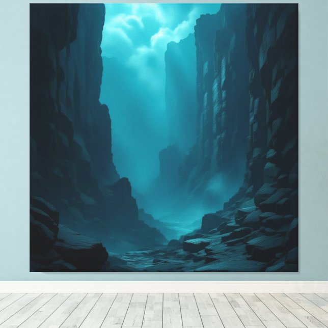 Lienzo „Am Rand des Abgrunds – Zwischen Mut und Mysterium (Insitu (piso de madera))