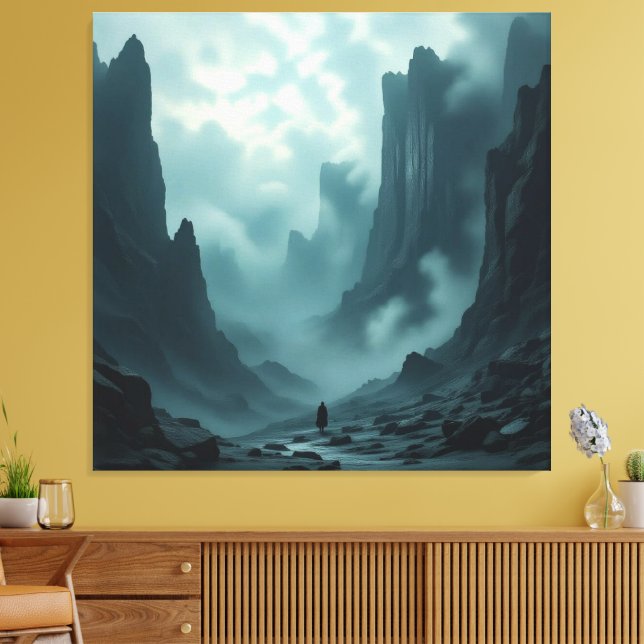 Lienzo „Am Rand des Abgrunds – Zwischen Mut und Mysterium (Insitu (Sala de estar))