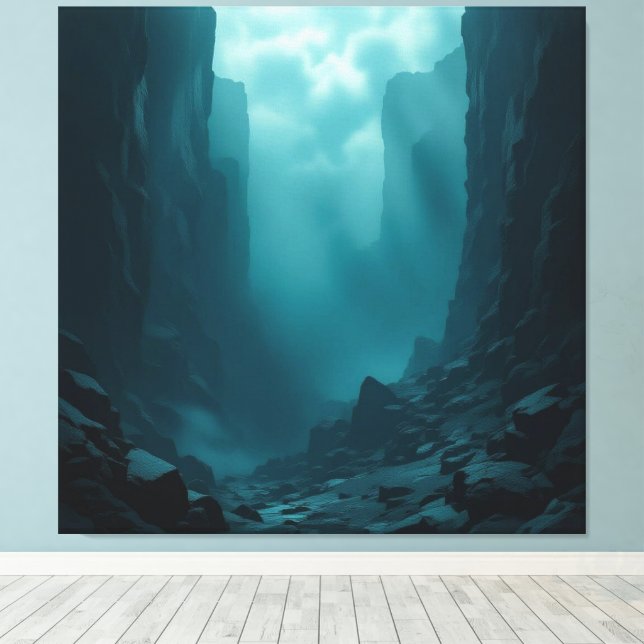 Lienzo „Am Rand des Abgrunds – Zwischen Mut und Mysterium (Insitu (piso de madera))