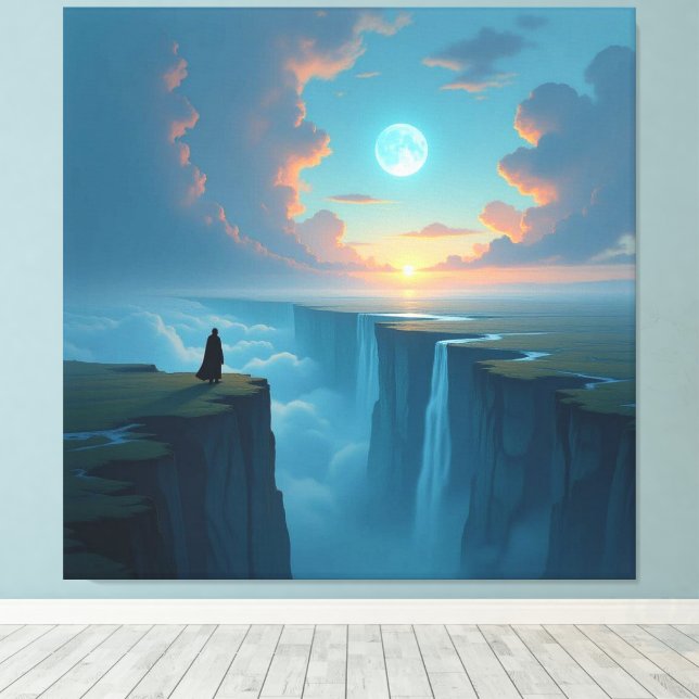 Lienzo „Am Rand des Abgrunds – Zwischen Mut und Mysterium (Insitu (piso de madera))